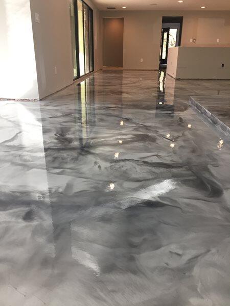 Metallic Epoxy project by Concrete Ideas Florida: Decorative metallic epoxy with pearl or marbled effect.