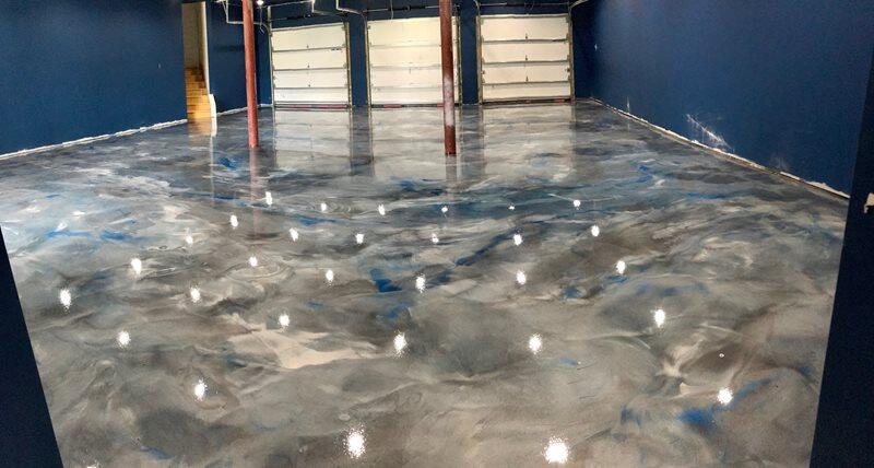 Metallic Epoxy project by Concrete Ideas Florida: Decorative metallic epoxy with pearl or marbled effect.